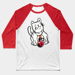 White Cat of Doom Baseball T-Shirt